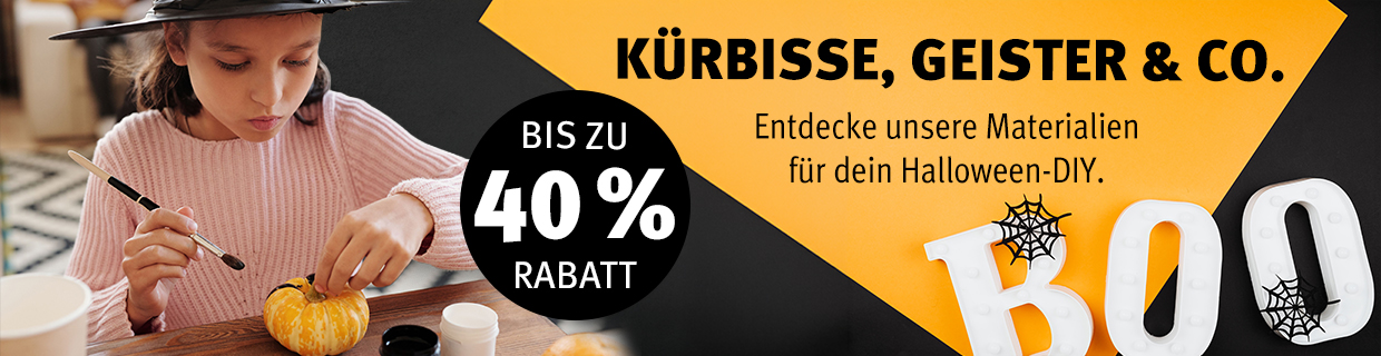 BOO!  Zu Halloween wird’s kreativ & gruselig! Bis zu 40 % auf Gruselmaterial!