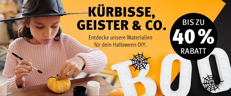 BOO!  Zu Halloween wird’s kreativ & gruselig! Bis zu 40 % auf Gruselmaterial!
